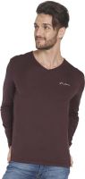 Globus Solid Men's V-neck Brown T-Shirt