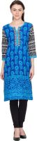 Golden Weave Casual, Festive, Formal Printed Women's Kurti(Blue) Golden Weave Casual, Festive, Formal Printed Women's Kurti(Blue)
