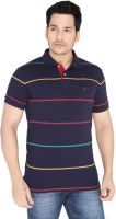 Greenfibre Striped Men's Polo Neck Blue T-Shirt