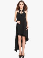 Hope and Luck Black Colored Solid Asymmetric Dress
