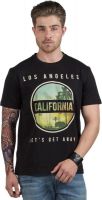 HotTribes Printed Men's Round Neck Black T-Shirt