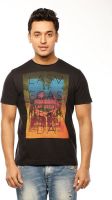 Huetrap Graphic Print Men's Round Neck Black T-Shirt