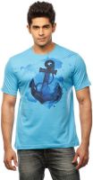 Huetrap Graphic Print Men's Round Neck Blue T-Shirt