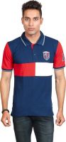 Huetrap Solid Men's Polo Neck Blue T-Shirt