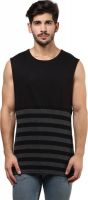 Hypernation Striped Men's Round Neck Black, Grey T-Shirt