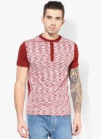 Incult Maroon Printed Henley T-Shirt