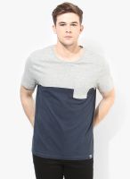 Incult Navy Blue Solid Round Neck T-Shirt