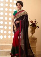 Inddus Black Embroidered Saree