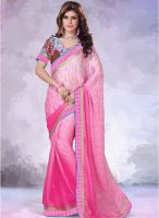 Inddus Pink Printed Saree