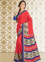 Inddus Pink Printed Saree