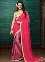 Inddus Pink Printed Saree