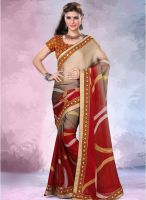 Inddus Red Printed Saree