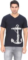 Indian Engineer Printed Men's V-neck Dark Blue T-Shirt