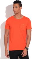 Indicode Solid Men's Round Neck Orange T-Shirt