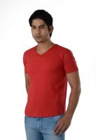 Integriti Solid Men's V-neck Red T-Shirt
