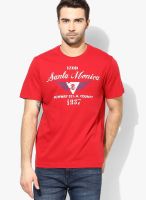 Izod Red Solid Round Neck T-Shirts