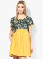JC Collection Yellow Colored Printed Skater Dress