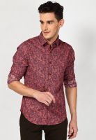 Jack & Jones Maroon Slim Fit Casual Shirt