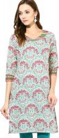 Jaipur Kurti Casual Floral Print Women's Kurti(White)