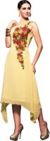Jiya Party Self Design, Embroidered Women's Kurti(Yellow) Jiya Party Self Design, Embroidered Women's Kurti(Yellow)