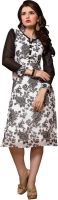 Jiya Party Self Design, Printed Women's Kurti(Black, White)