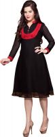 Jiya Party Self Design Women's Kurti(Black, Red) Jiya Party Self Design Women's Kurti(Black, Red)