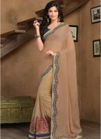 Kalista Fashions Beige Embroidered Saree
