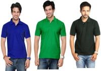 KeepSake Solid Men's Polo Neck Multicolor T-Shirt(Pack of 3)