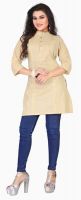 Khoobee Formal, Casual Self Design Women's Kurti(Beige)