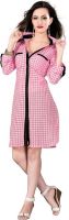 Khoobee Party Self Design, Printed Women's Kurti(Pink, White)