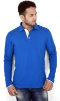 Komnil Solid Men's Polo Neck Blue T-Shirt Komnil Solid Men's Polo Neck Blue T-Shirt
