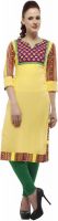 Kurtis By Menika Casual Embroidered Women's Kurti(Yellow)