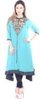 Kurtis By Menika Casual Embroidered Women's Kurti(Green)