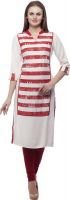 Kurtis By Menika Casual Printed Women's Kurti(White, Red)