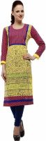 Kurtis By Menika Casual Printed Women's Kurti(Yellow, Pink)