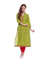 Kurtis By Menika Casual Printed Women's Kurti(Yellow)