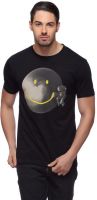 LLO Fashions Printed Men's Round Neck Black T-Shirt
