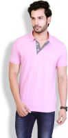 LUCfashion Solid Men's Polo Neck Pink T-Shirt