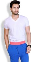 LUCfashion Solid Men's V-neck White T-Shirt