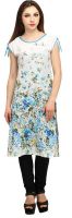 Lady in Red Casual Printed Women's Kurti(White, Blue)