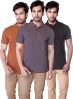 LanosUC Solid Men's Polo Neck Brown, Grey, Black T-Shirt(Pack of 3) LanosUC Solid Men's Polo Neck Brown, Grey, Black T-Shirt(Pack of 3)