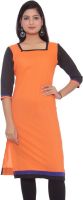 M&D Casual Solid Women's Kurti(Orange)