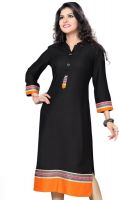 Meher Impex Casual, Party, Festive Solid, Embroidered Women's Kurti(Black)