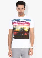 Monteil & Munero White Printed Round Neck T-Shirt