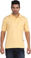Moonwalker Solid Men's Polo Neck Yellow T-Shirt