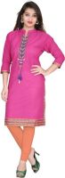 Namah Solid Women's Kurti(Pink)