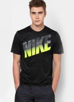 Nike As Leg Block Camo Black Round Neck T-Shirt