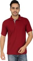 Nimya Solid Men's Polo Neck Maroon T-Shirt