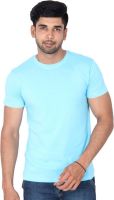 Nod'r Solid Men's Round Neck Light Blue T-Shirt