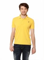 Oxolloxo Solid Men's Polo Neck Yellow T-Shirt